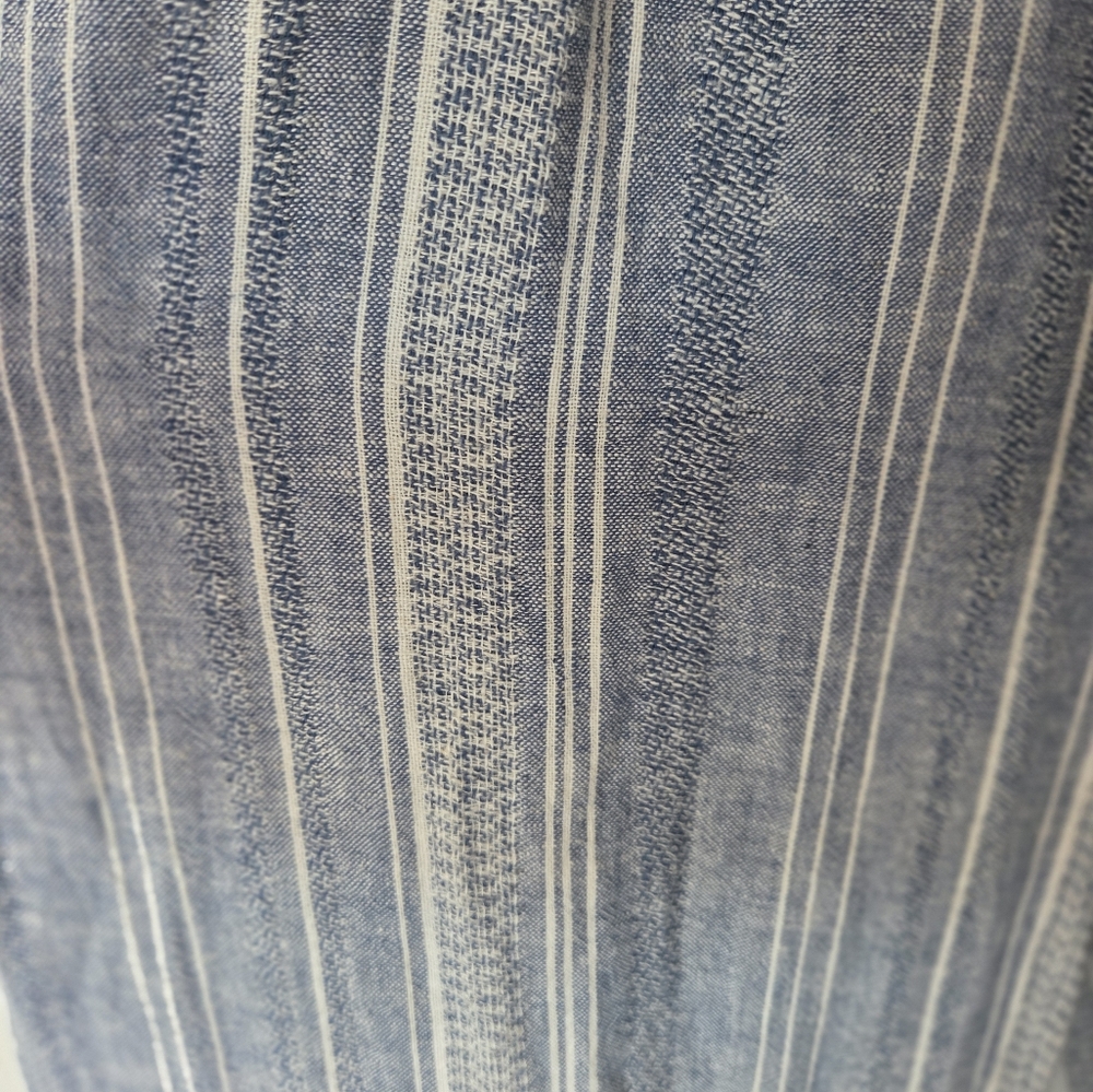 Guess Blue Striped Chambray Jumpsuit with Wide-Leg Design - Picture 5 of 17